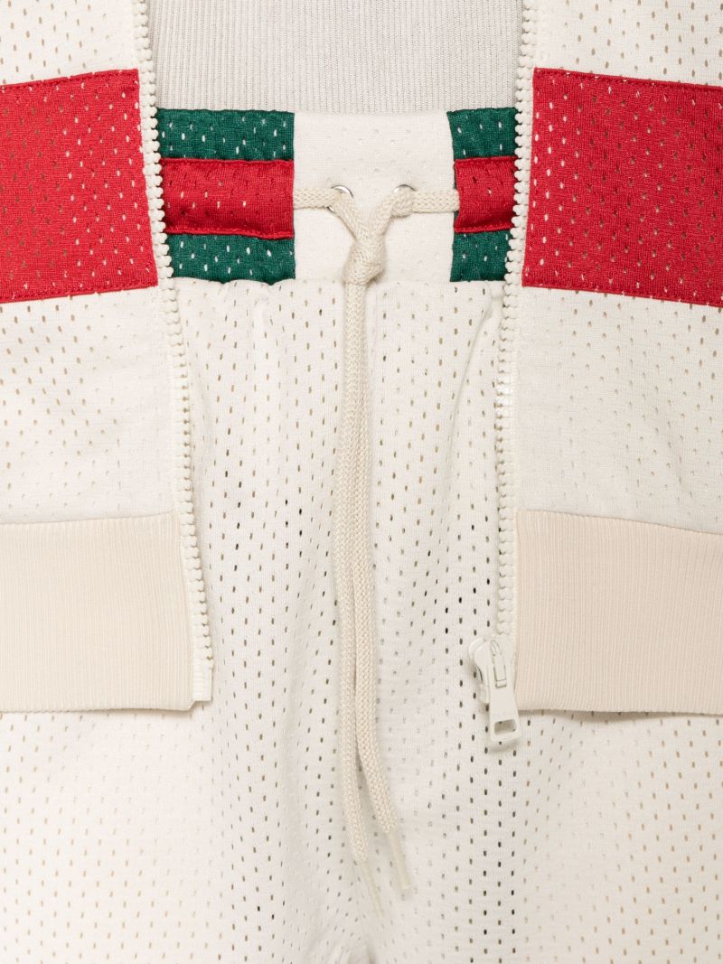 White Web Stripe Mesh Track Shorts