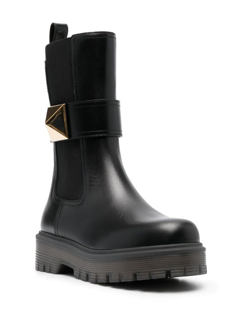 Black One Stud Beatle 45 Leather Boots