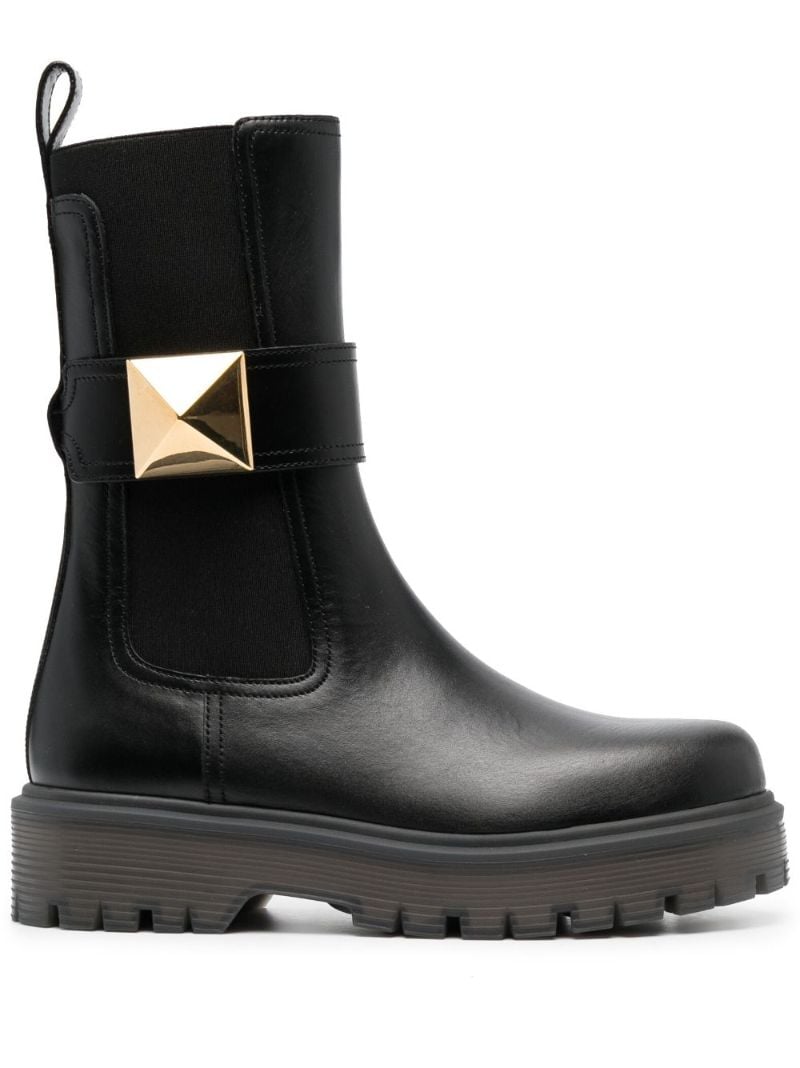 Black One Stud Beatle 45 Leather Boots
