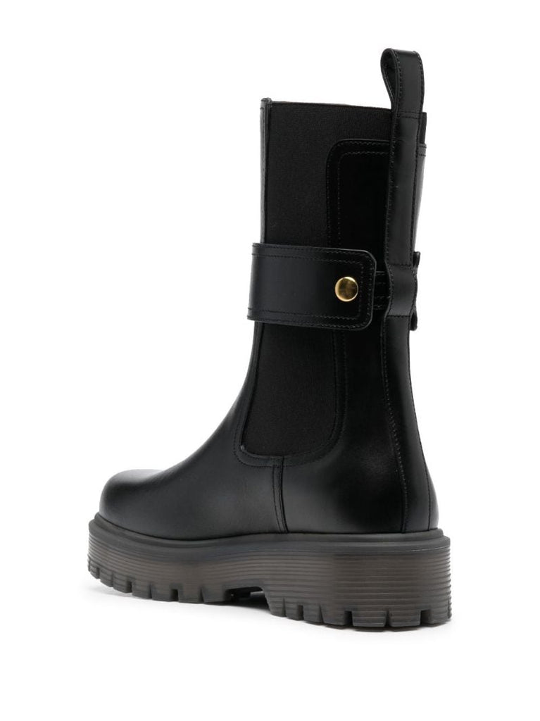 Black One Stud Beatle 45 Leather Boots