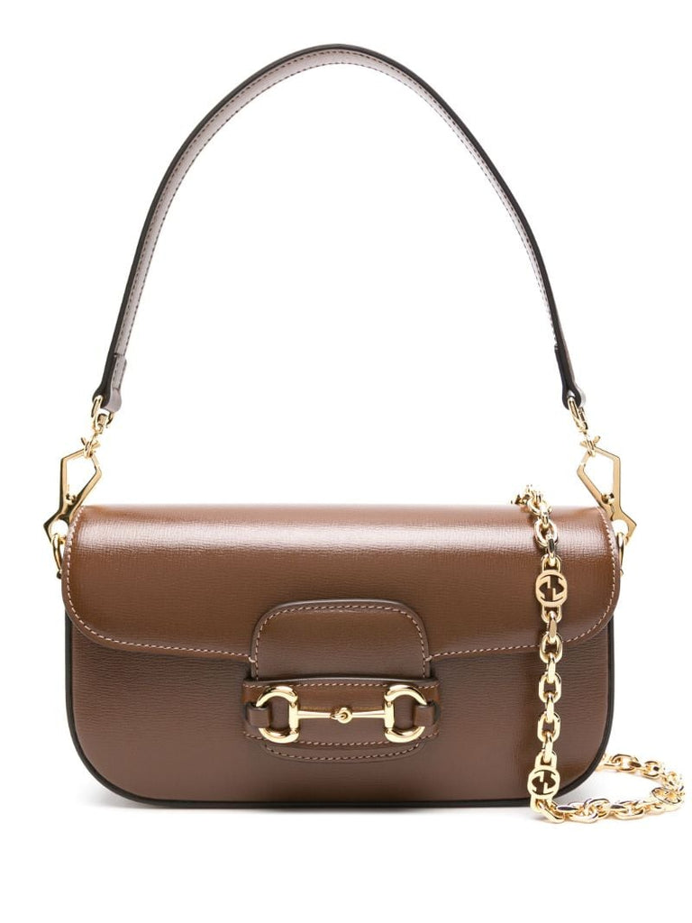 Brown Horsebit 1955 Small Shoulder Bag