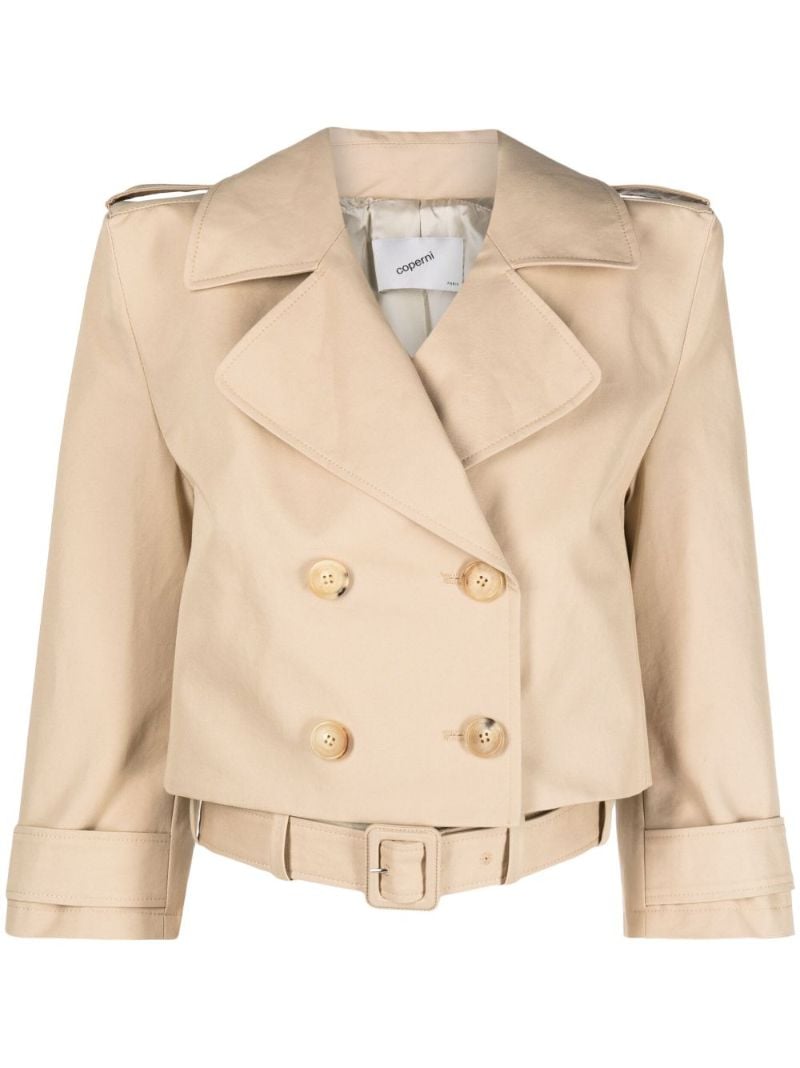 Neutral Cropped Trench Jacket