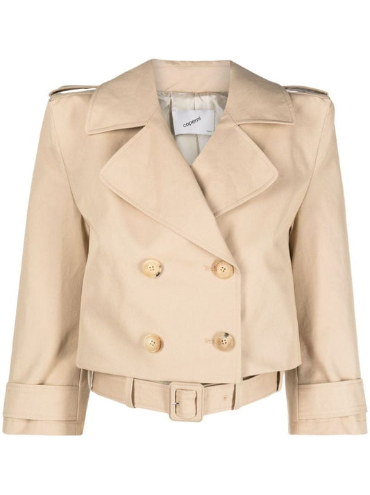 Neutral Cropped Trench Jacket