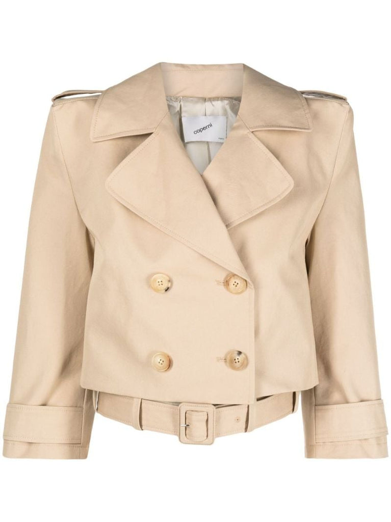 Neutral Cropped Trench Jacket