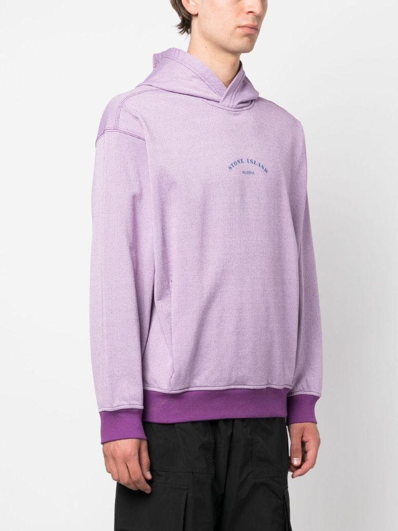 Purple Logo Print Cotton Hoodie