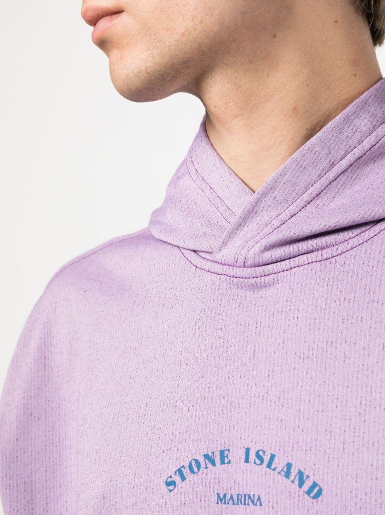 Purple Logo Print Cotton Hoodie