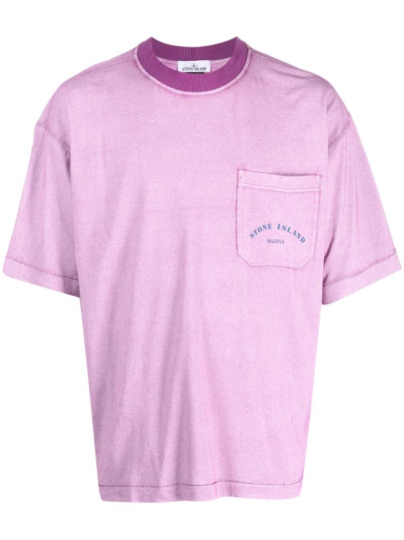 Purple Logo Print Cotton T-shirt