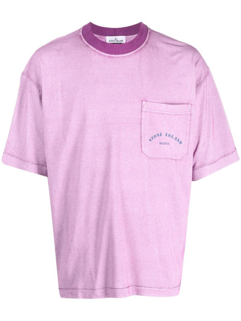 Purple Logo Print Cotton T-shirt