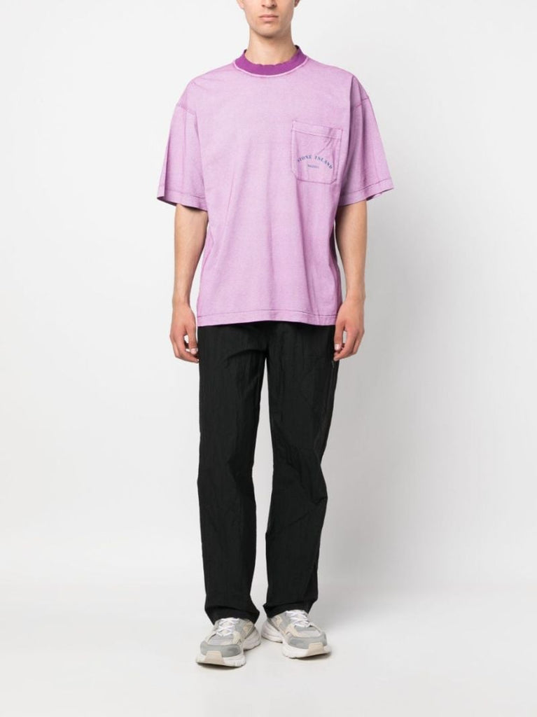 Purple Logo Print Cotton T-shirt