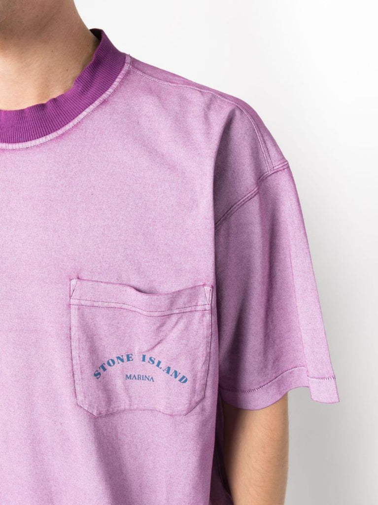 Purple Logo Print Cotton T-shirt
