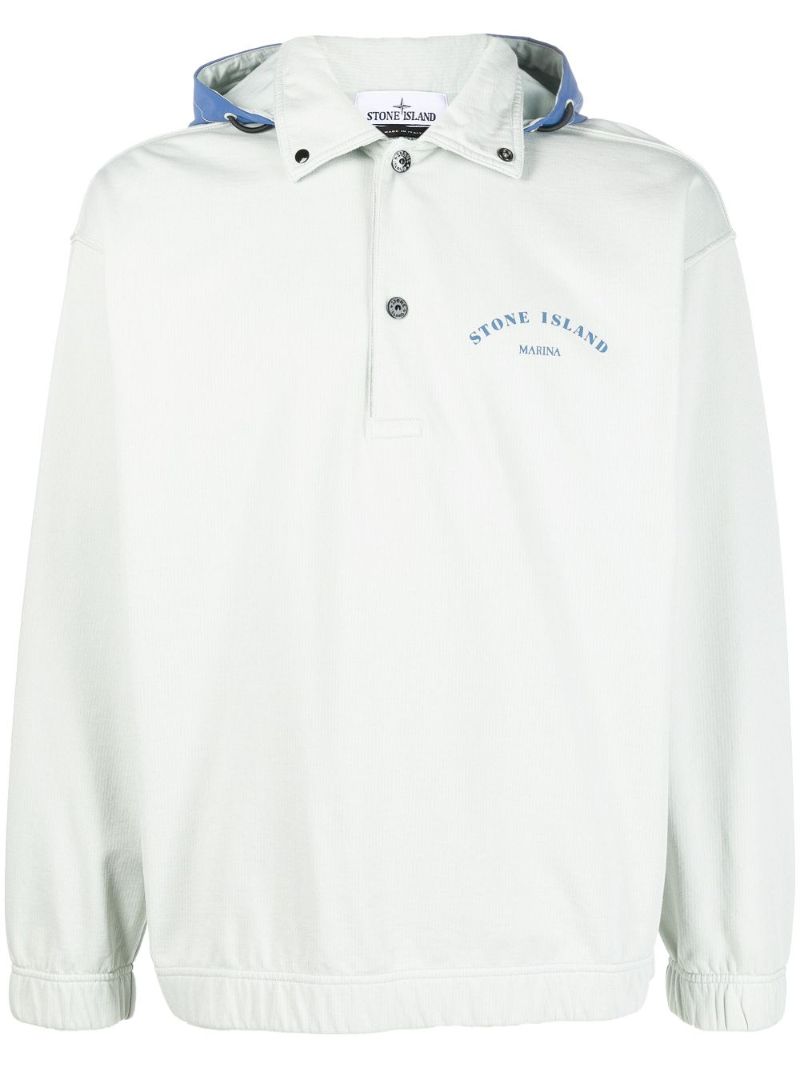 Grey Marina Logo Print Hoodie