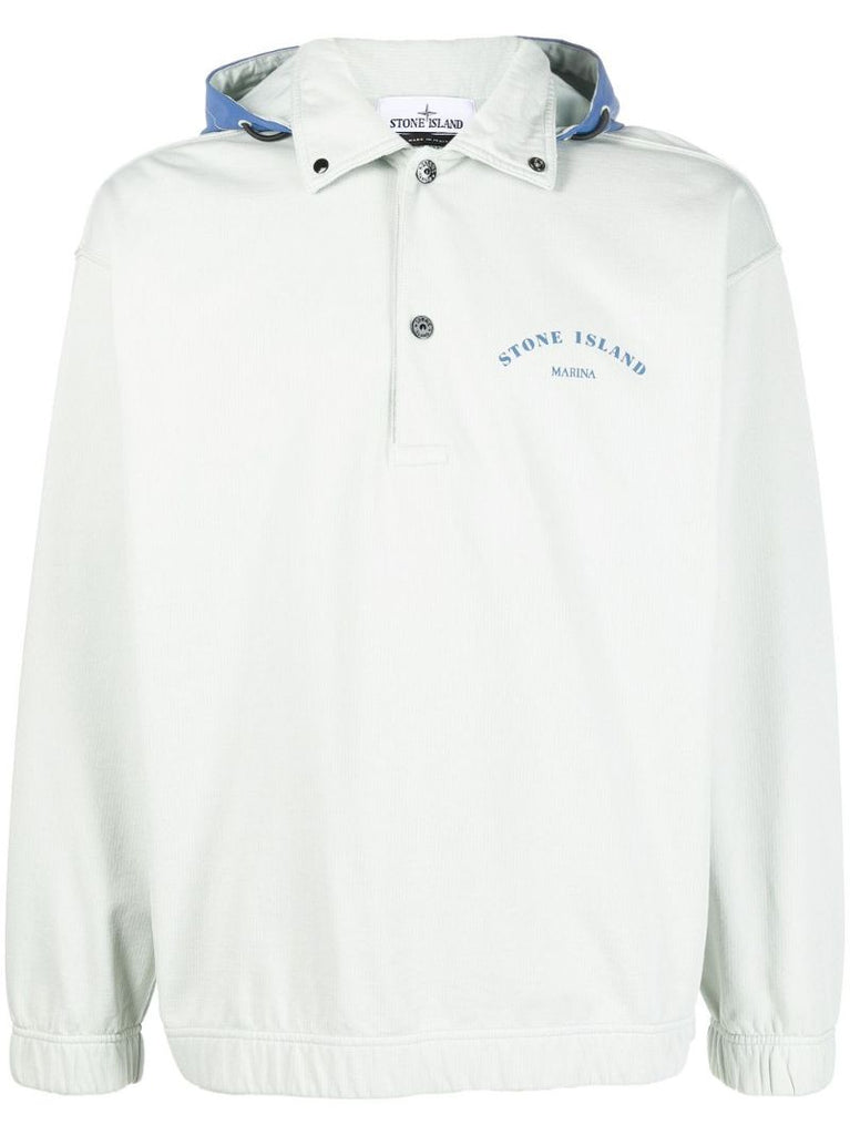Grey Marina Logo Print Hoodie