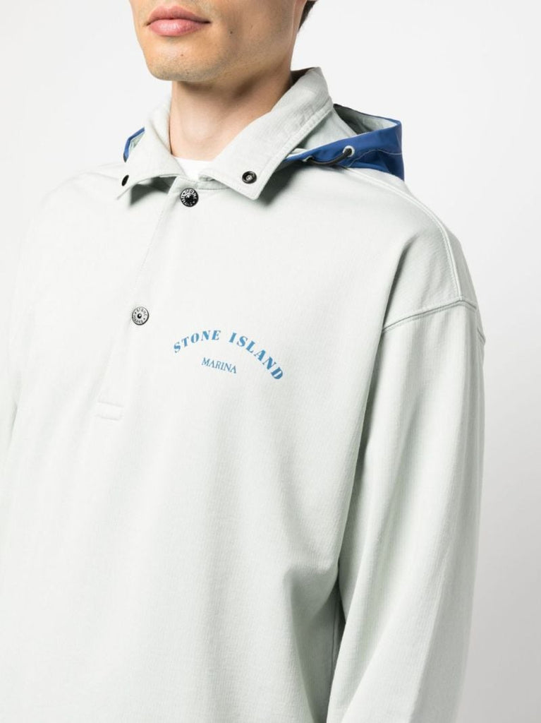 Grey Marina Logo Print Hoodie