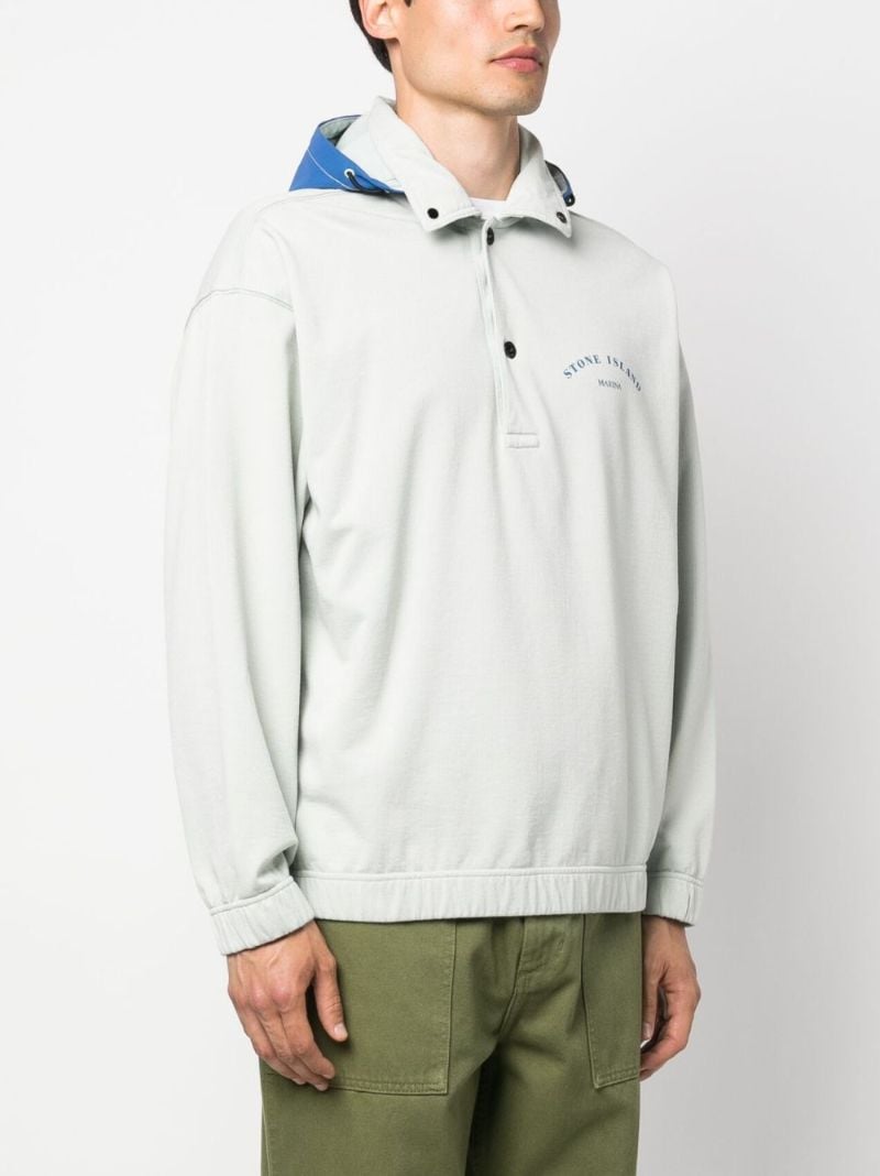 Grey Marina Logo Print Hoodie