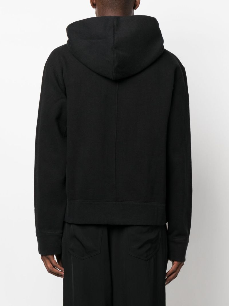 Black Logo Embroidered Cotton Hoodie