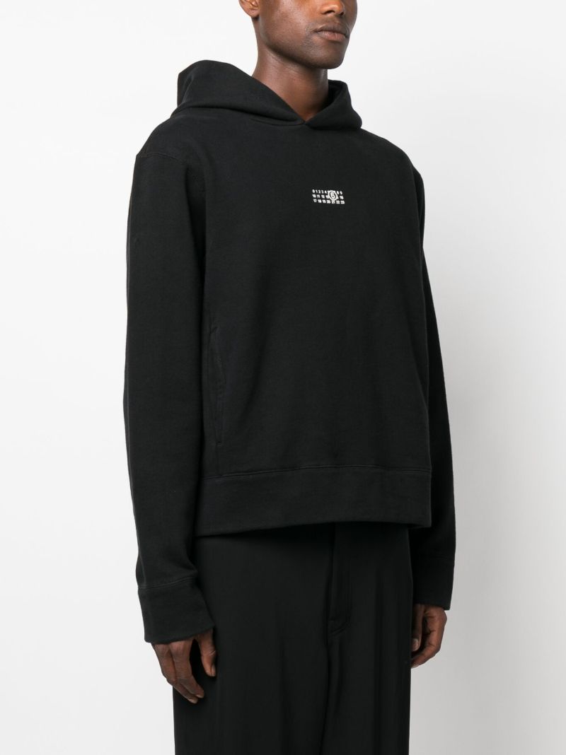 Black Logo Embroidered Cotton Hoodie