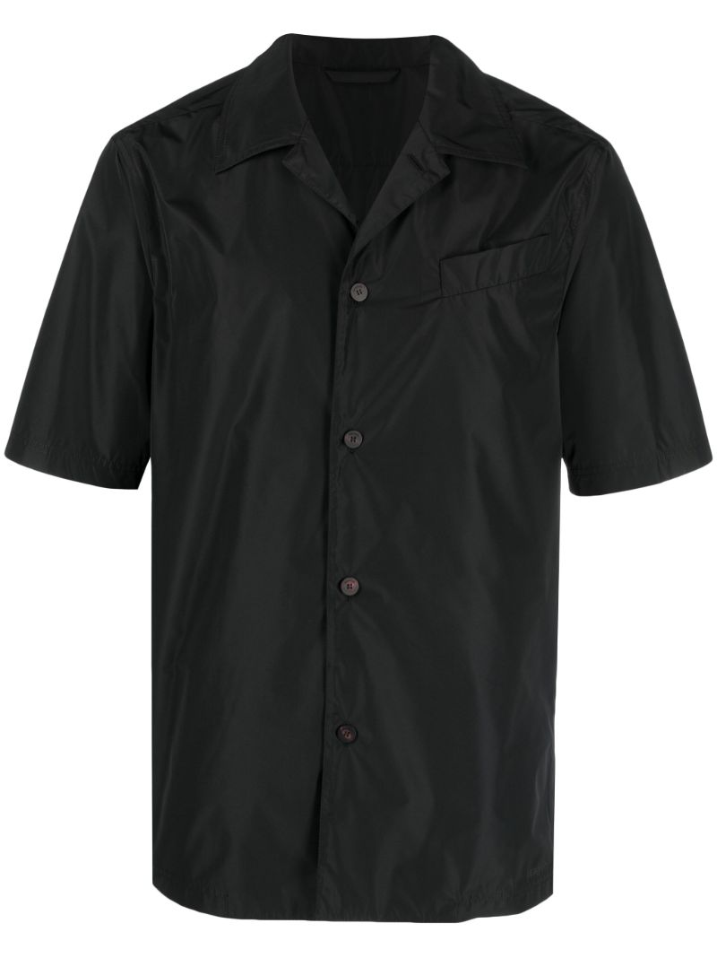 Black Short-sleeve Button-up Shirt