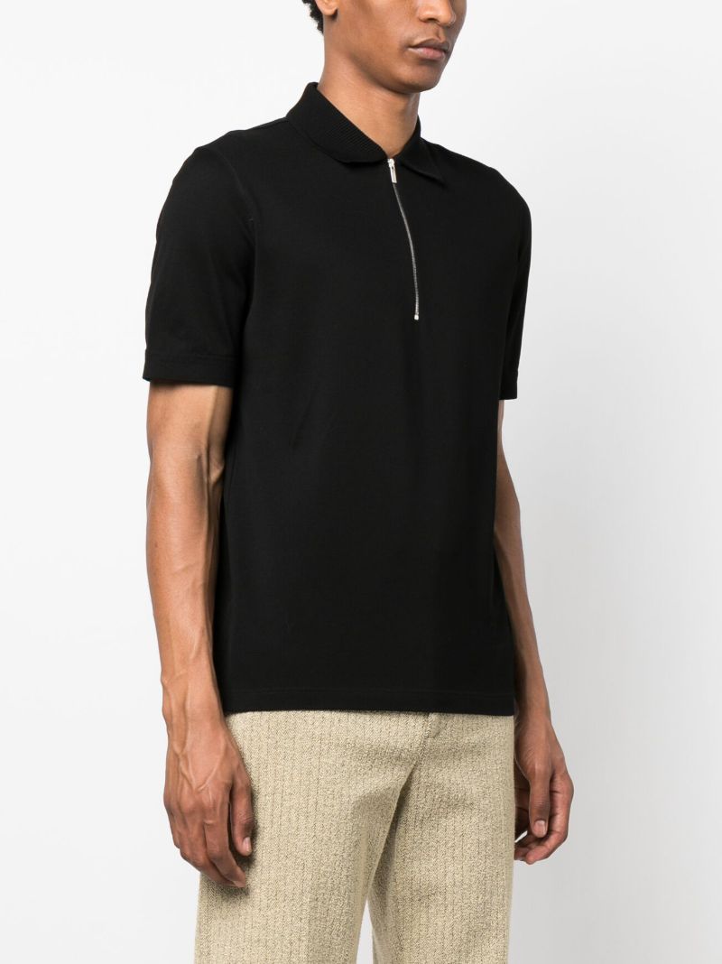 Black Zip-up Polo Top
