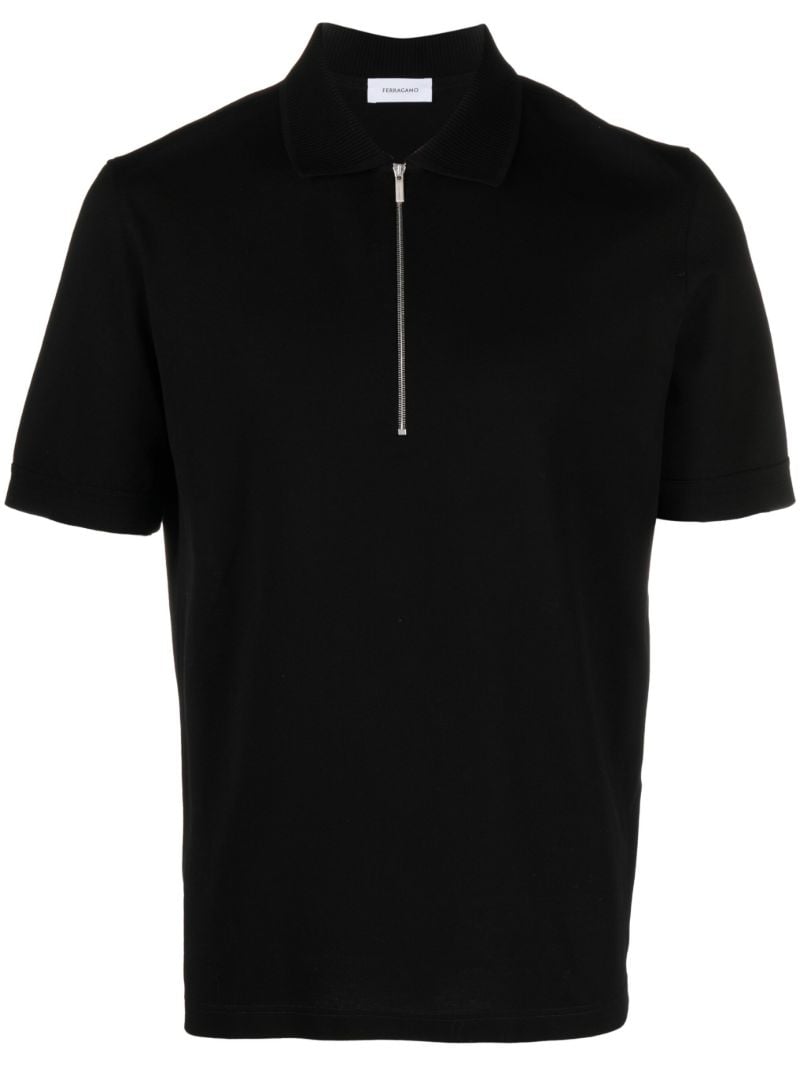Black Zip-up Polo Top