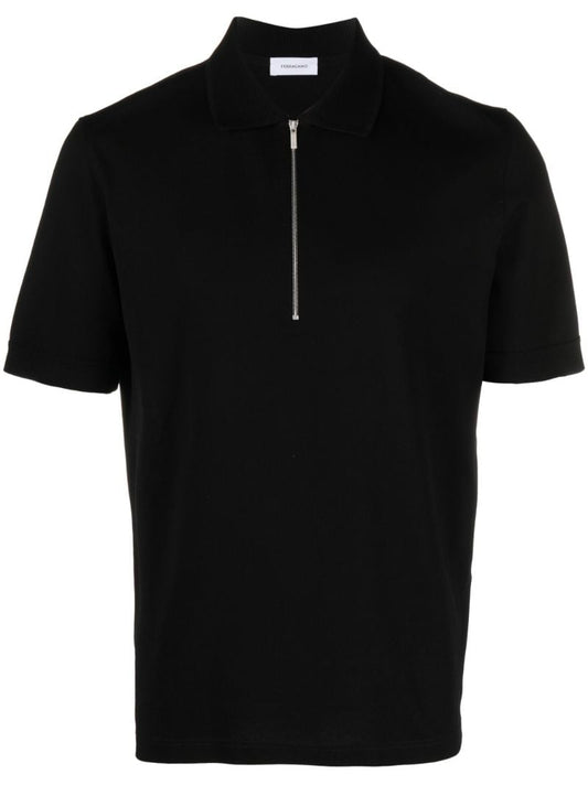 Black Zip-up Polo Top