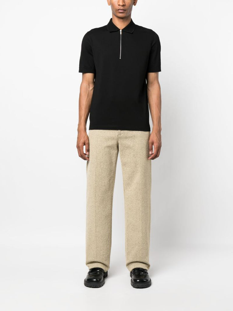 Black Zip-up Polo Top