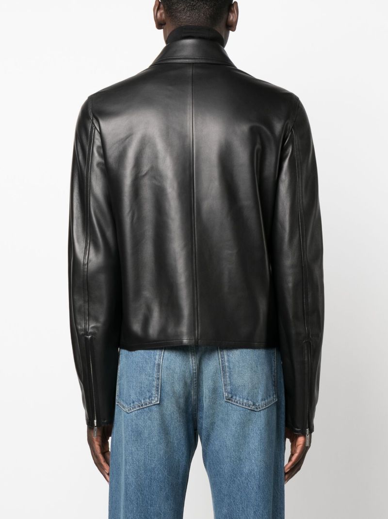 Black Leather Blouson Jacket