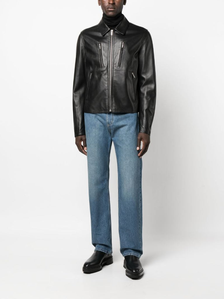 Black Leather Blouson Jacket