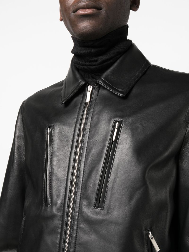 Black Leather Blouson Jacket