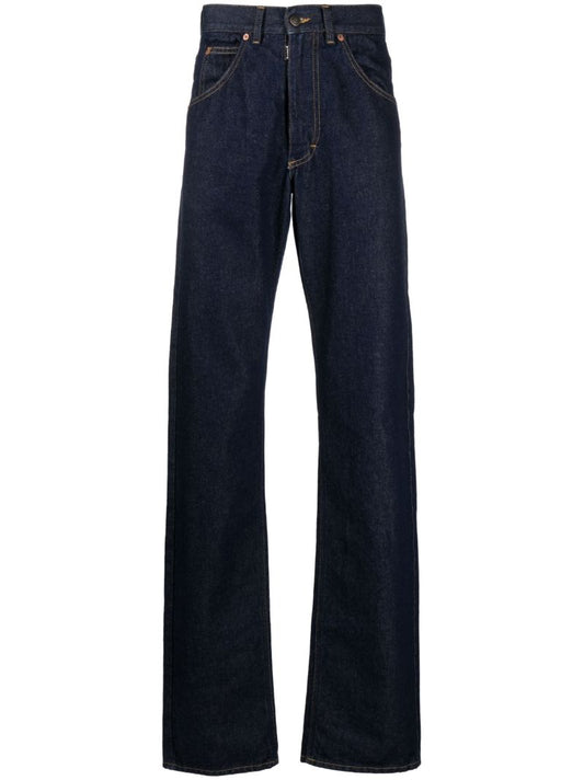 Blue Mid-rise Straight-leg Jeans