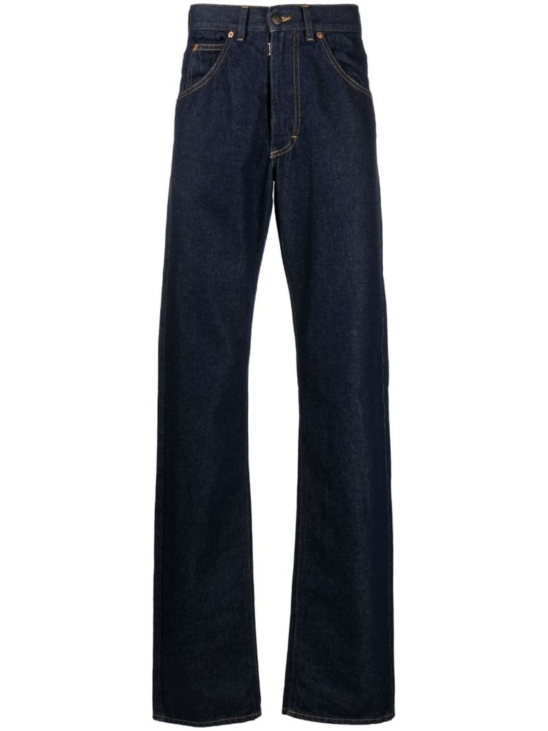 Blue Mid-rise Straight-leg Jeans