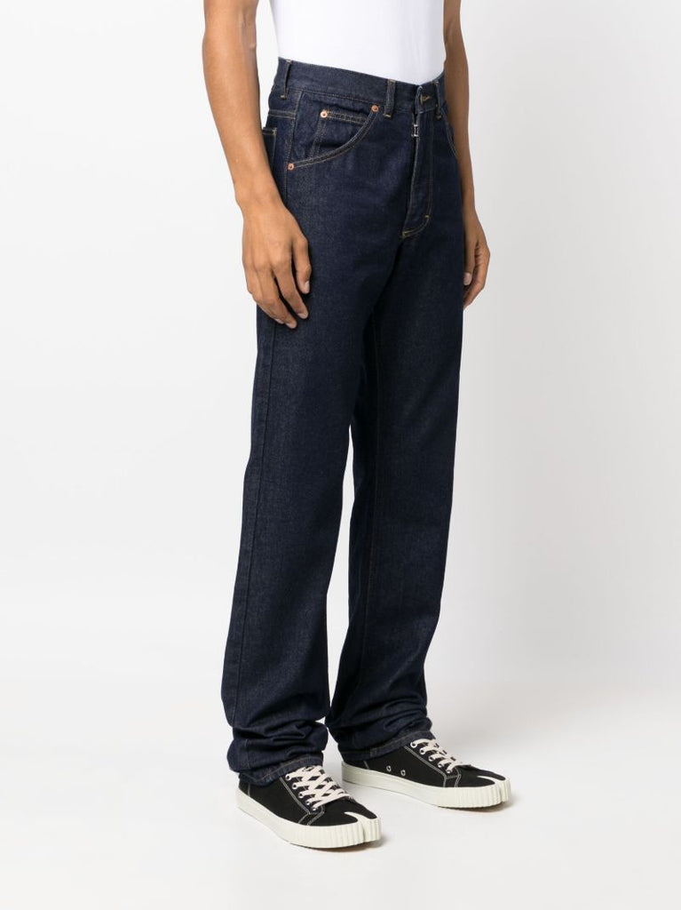 Blue Mid-rise Straight-leg Jeans