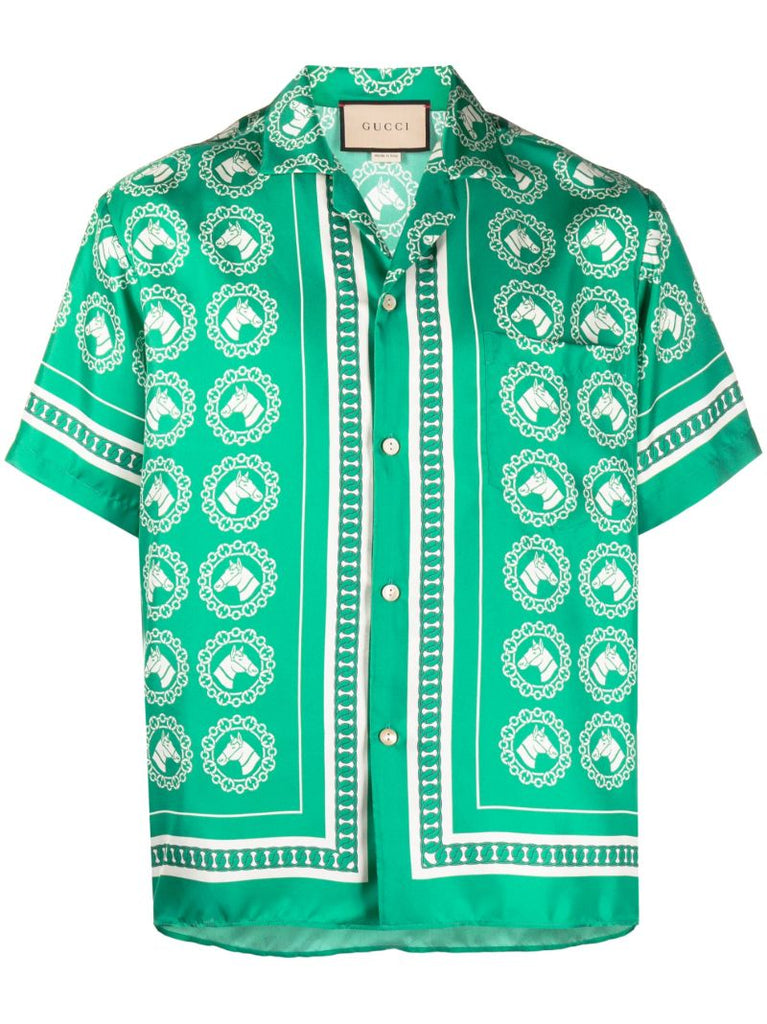 Green Bowling Aloha Silk Shirt
