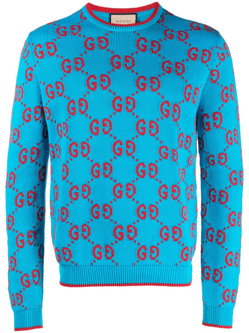 Blue Gg Cotton Sweater