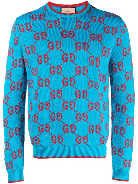 Blue Gg Cotton Sweater
