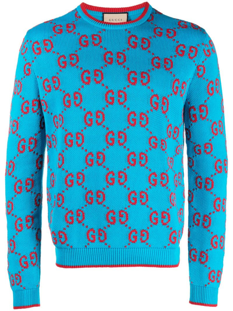 Blue Gg Cotton Sweater