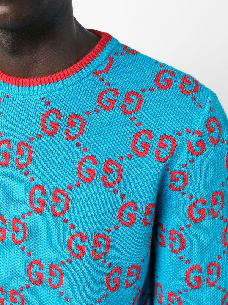 Blue Gg Cotton Sweater