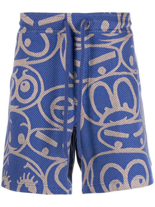 Blue Expression Cotton Bermuda Shorts