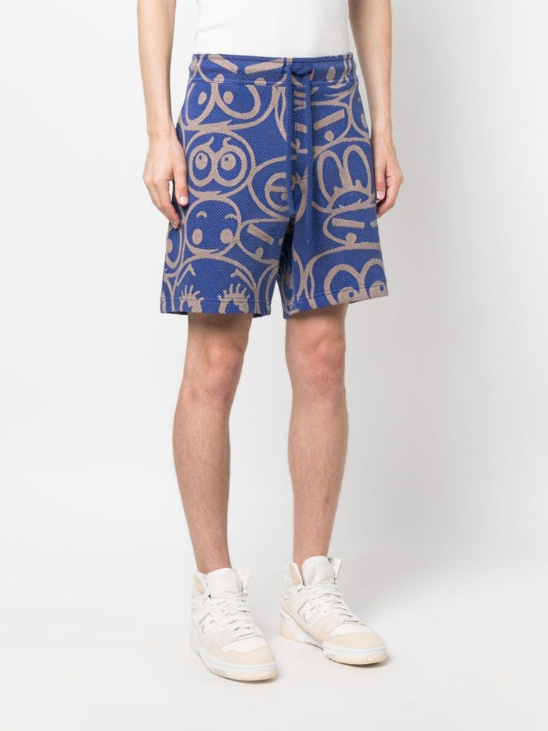 Blue Expression Cotton Bermuda Shorts