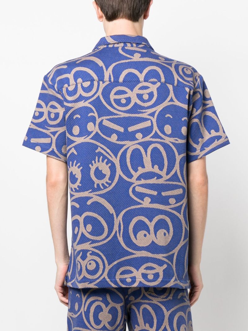 Blue Expression Short-sleeve Cotton Shirt