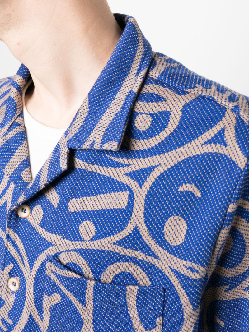 Blue Expression Short-sleeve Cotton Shirt