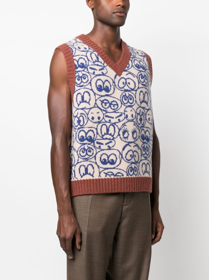 Blue Smiley Face Knitted Vest