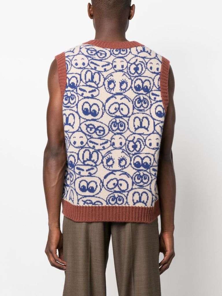 Blue Smiley Face Knitted Vest