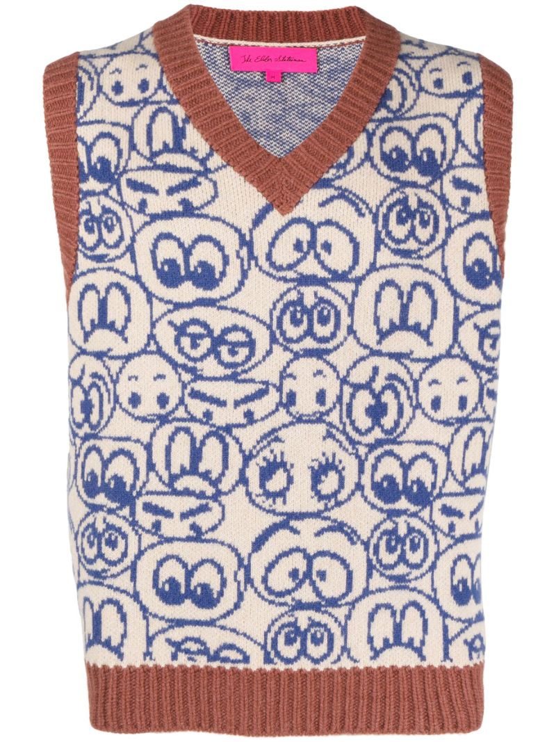 Blue Smiley Face Knitted Vest
