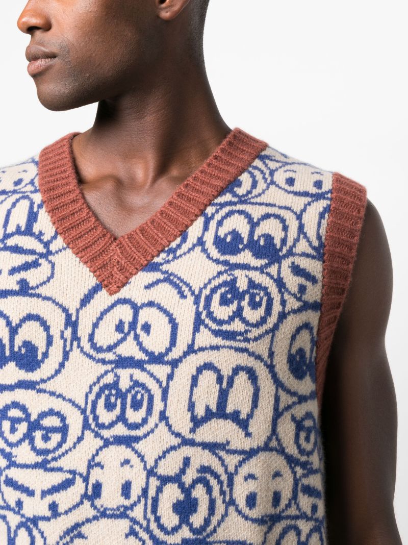 Blue Smiley Face Knitted Vest