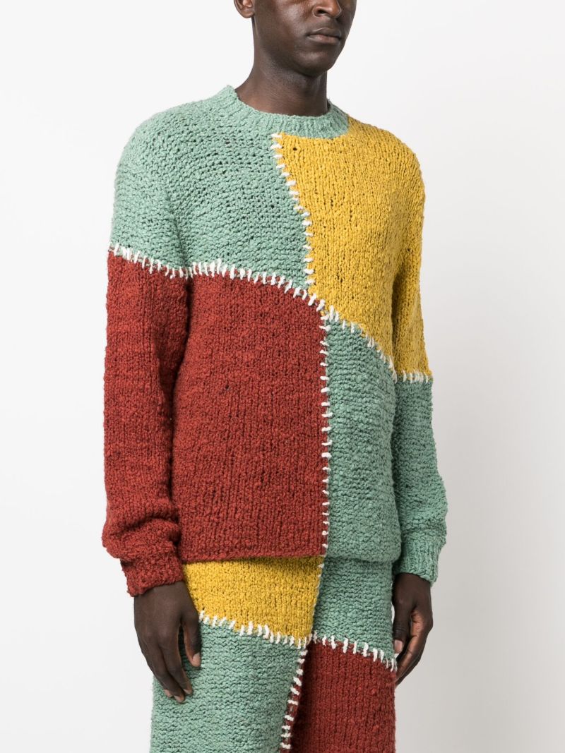 Green Patchwork Organic Cotton Sweater