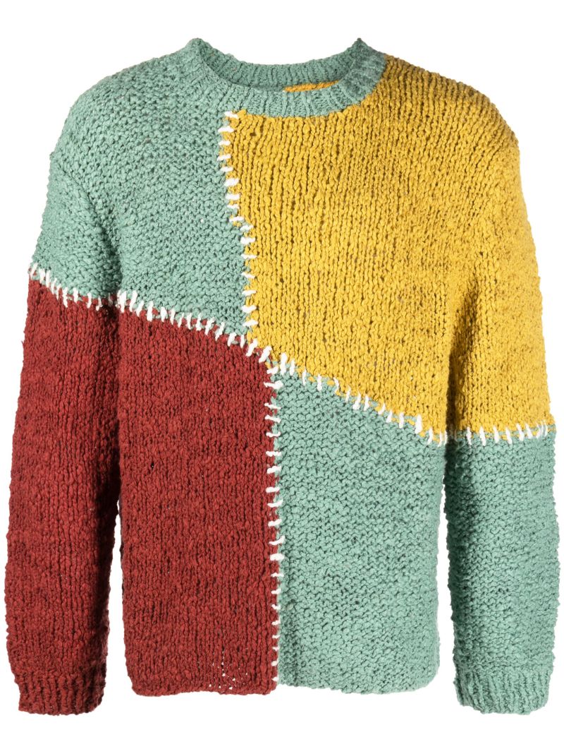Green Patchwork Organic Cotton Sweater
