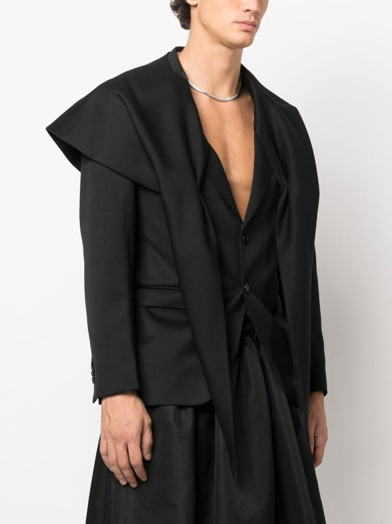 Black Scarf-embellished Blazer