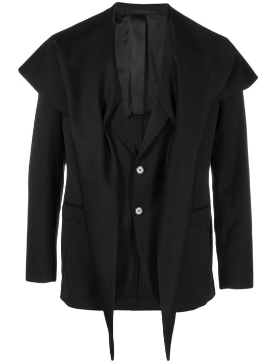 Black Scarf-embellished Blazer