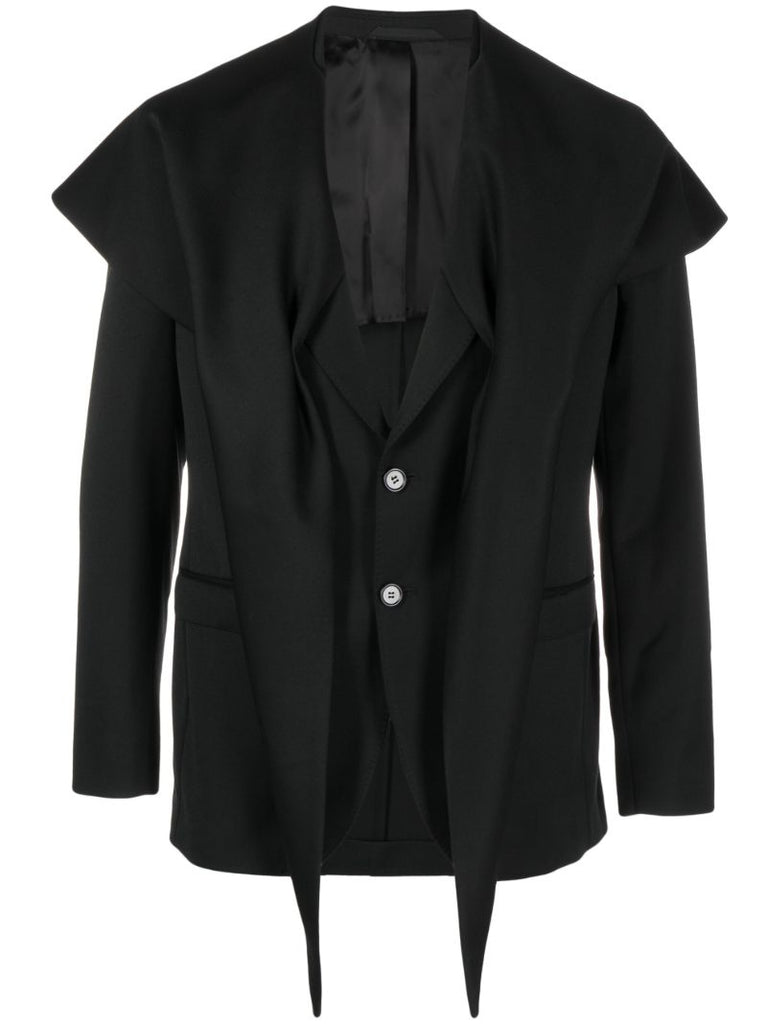 Black Scarf-embellished Blazer