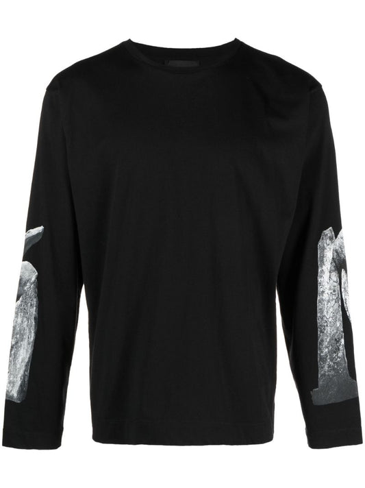 Black Graphic Print Cotton T-shirt